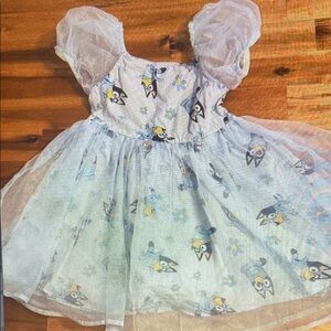 Adorable Cartoon Print Dress with Puffy Sleeves